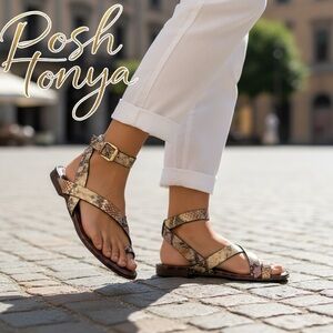 Naturalizer Sally Snake Print Gladiator Sandals Size 8 Ankle Strap Gorpcore Boho